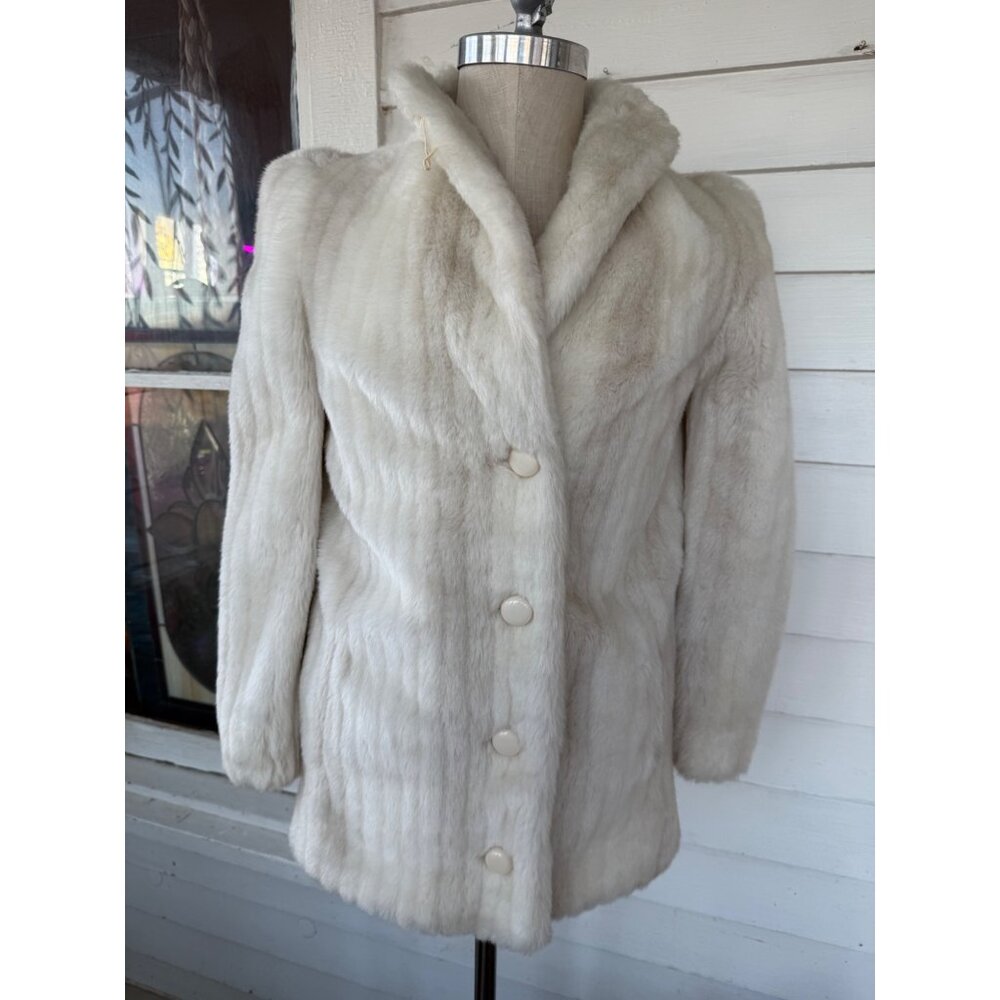 Vintage 70's Candice Originals Faux Fur Gray/White Coat